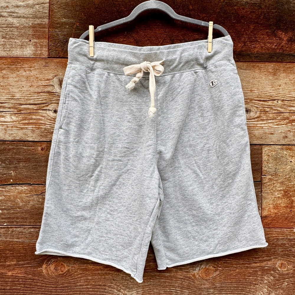 Champion Mens French Terry Raw Hem Sweat Shorts XXL Heather Gray 1023275